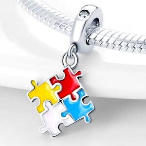 NWT Autism Awarness Puzzle Charm 925 Sterling Silver